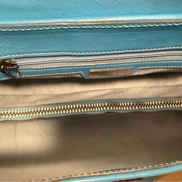 Lambertson Truex Chic Blue and Cream Shoulder Bag - Picture 4 of 5